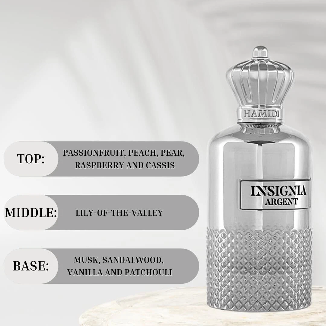 INSIGNIA ARGENT EDP Spray 105ML (3.5 OZ) By Hamidi | Illuminate Your Senses With