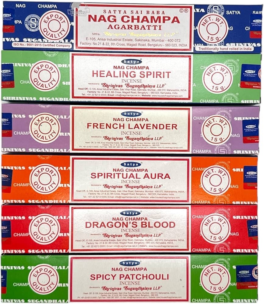 Satya Nag Champa Incense Sticks Assorted Scents 12 Pack 15g Boxes Original