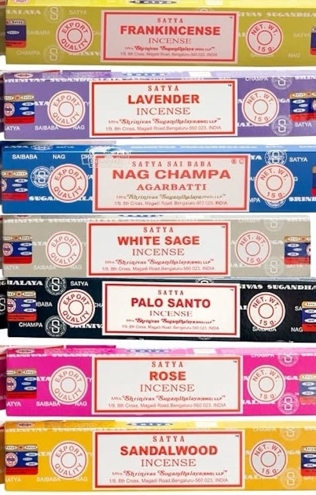 Satya Nag Champa Incense Sticks Assorted Scents 12 Pack 15g Boxes Original