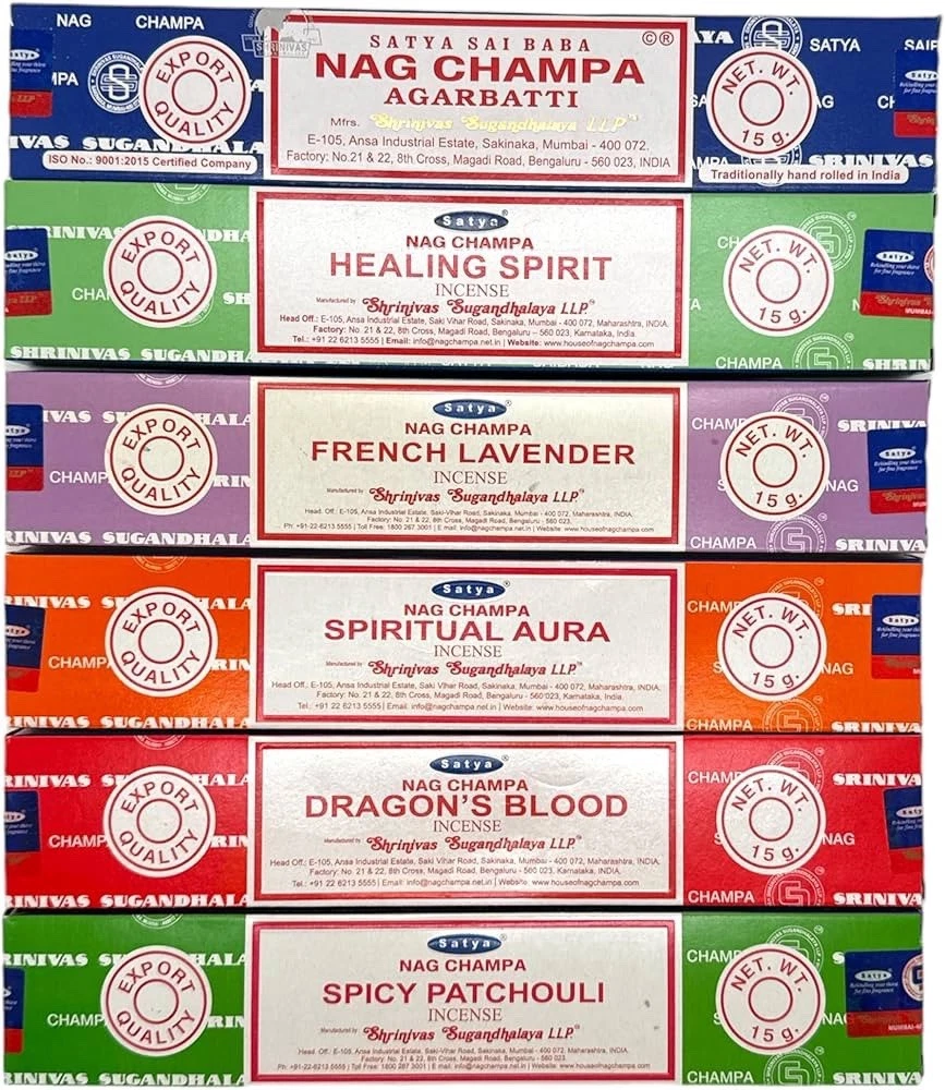 Satya Nag Champa Incense Sticks Assorted Scents 12 Pack 15g Boxes Original