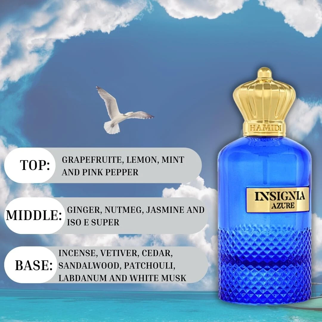 INSIGNIA AZURE EDP Spray 105ML (3.5 OZ) By Hamidi | A Long Lasting & Refreshing