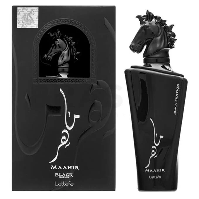 Lattafa Perfumes Maahir Black Edition for Unisex Eau de Parfum Spray, 3.4 Ounce