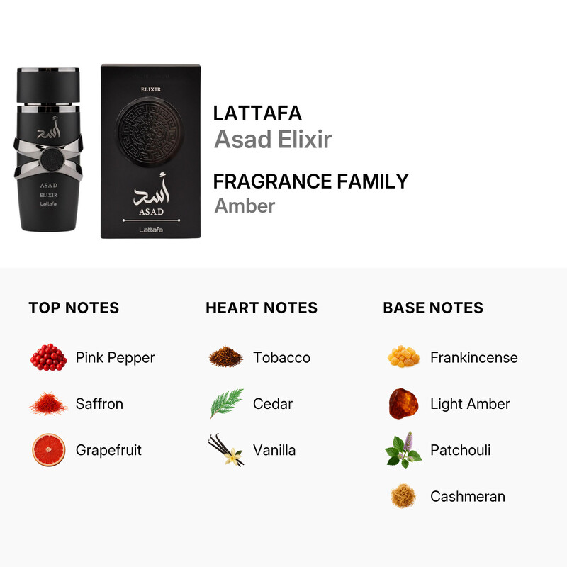 ASAD ELIXIR BY LATTAFA FRAGRANCE 3.4 fl oz