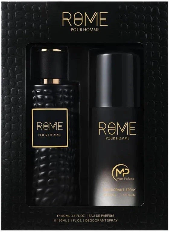 Rome Pour Homme Bharara Beauty 3.4 Oz EDP Spray 5.1 Oz Deodorant Spray 2 PC Set